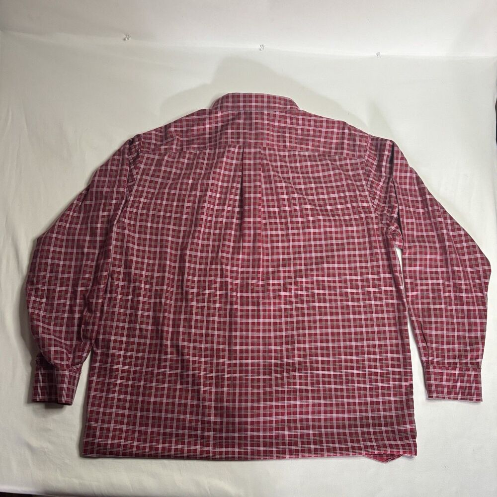 Roundtree & Yorke Gold Label Plaid Flannel Shirt Red Non-Iron - Picture 3 of 6